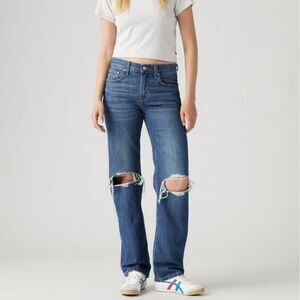 Levi's Low Pro Straight leg Blue Jeans Denim Distressed Women's 26 Cotton Pants